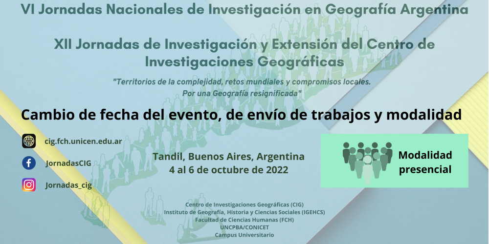 VI Jornadas Nacionales de Investigación en Geografía Argentina - XII Jornadas de Investigación y Extensión del Centro de Investigaciones Geográficas - 2022